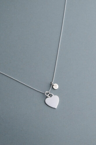Halskette Heartbeat, Herzanhänger in Plättchenform, 925 Silber. Mein Herz schlägt für Dich!