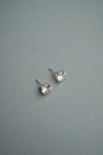 Ohrringe Disco, Anstecker, Zirkonstein, 925 Silber. Rund geschliffen, funkeln aus jeder Sicht.
