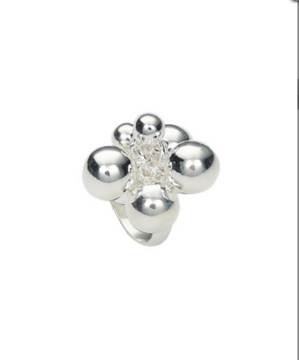 Ring Neso, 925 Silber, 56 mm, größenunterschiedliche +bewegliche Kugeln.