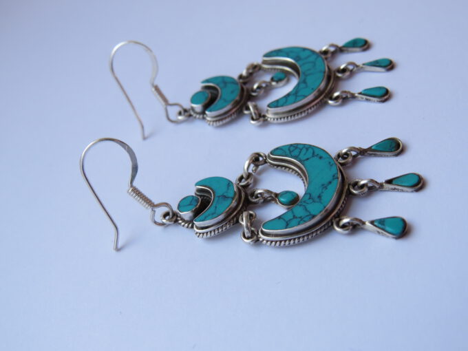 Ohrringe Ethno, 925 Silber,türkise Steine. Sehr im Stile des Orients.