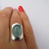 Ring Asya, 925 Silber,Stein aus pastellfarbig blau Rosenquarz. Schlichter Artdeco Ring.