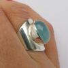 Ring Asya, 925 Silber,Stein aus pastellfarbig blau Rosenquarz. Schlichter Artdeco Ring.