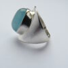 Ring Asya, 925 Silber,Stein aus pastellfarbig blau Rosenquarz. Schlichter Artdeco Ring.