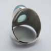 Ring Asya, 925 Silber,Stein aus pastellfarbig blau Rosenquarz. Schlichter Artdeco Ring.