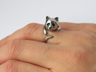 Ring Kitty Cat, aus Edelstakl, Kätzchen umschlingt dein Finger. Miau miau.