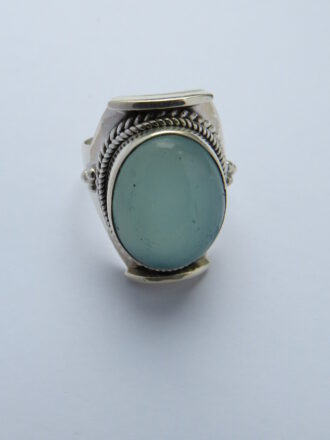 Ring Trueblue, Gr.52 mm. Pastellfarbiger blauer Aqua Stein. Wie ein Tag am Meer.