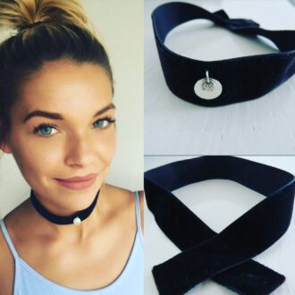 Samthalsband mit UK Logo, Handmade, Choker. Unbedingt Halsumfang angeben!