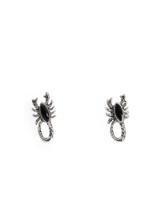Ohrringe Skorpion, Anstecker mit schwarzen Onyx Stein, 925 Silber. Reizvoll, aber bitte nicht reizen!