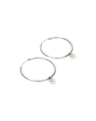 Ohrringe,grosse Creolen mit Doppel UK Plättchen, 925 Silber.Timeless Beauty!