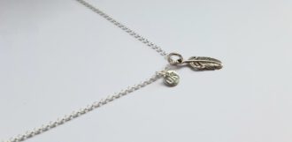 Halskette Kleine Feder seitlich, 925 Silber